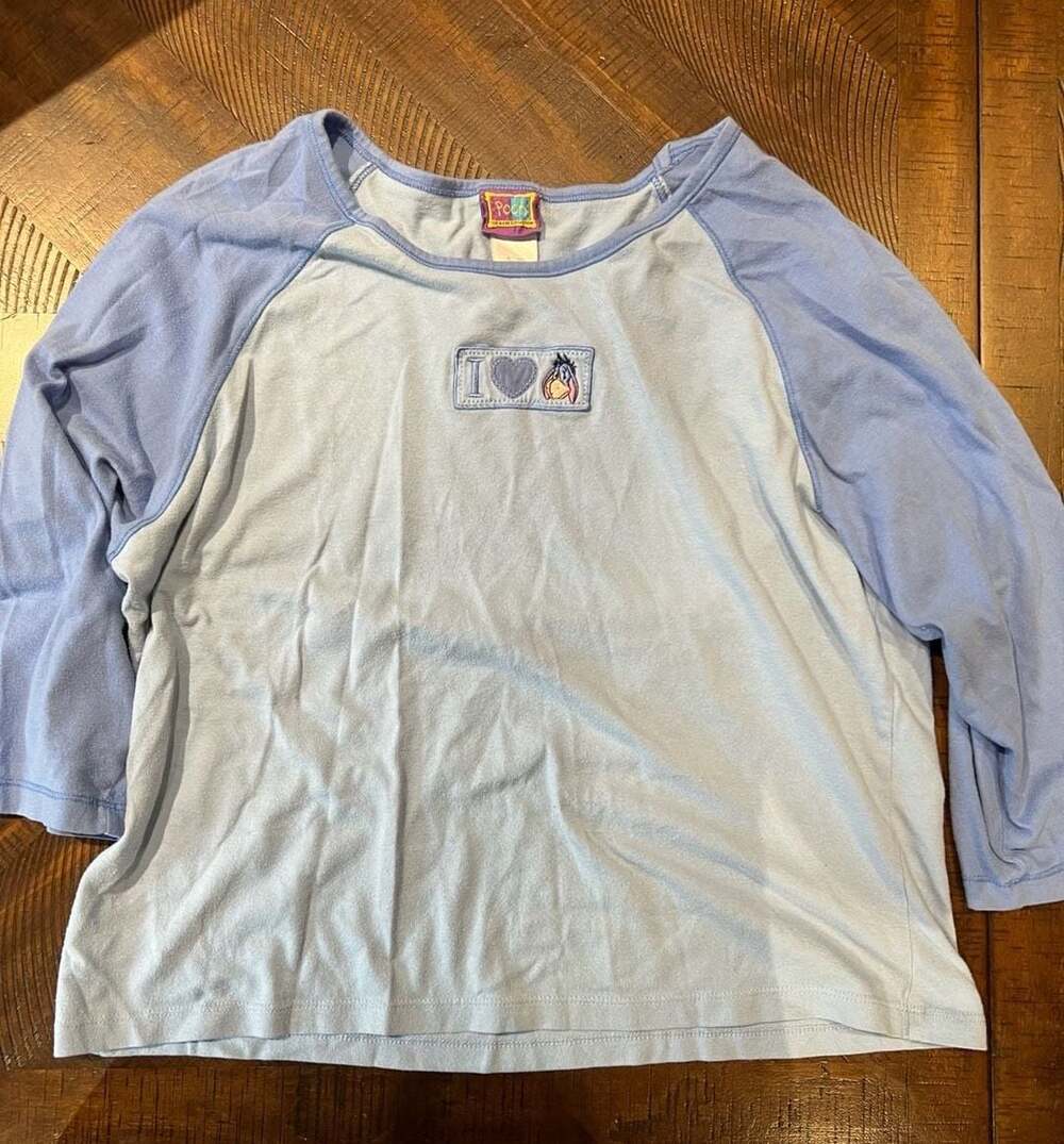 Vintage Pooh 100 Acre Collection I Heart Eeyore Raglan Sleepwear Top, Size Mediu